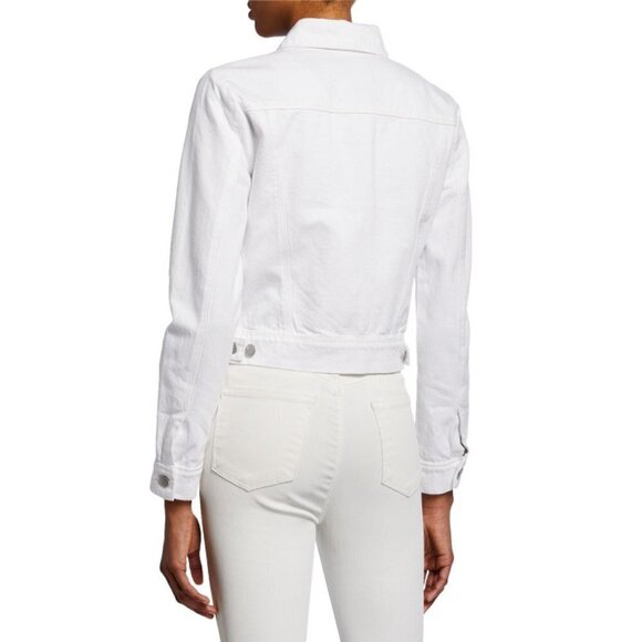 J BRAND Harlow Shrunken Denim Jacket In White Size Small - Picture 6 of 6